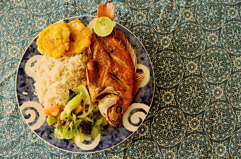 Arroz de coco y pargo